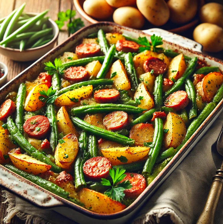 sausage green bean potato casserole