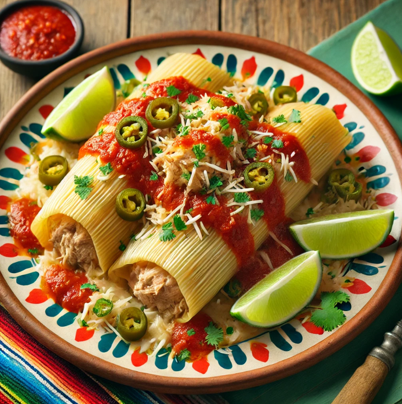 Chicken cheese and chili tamales