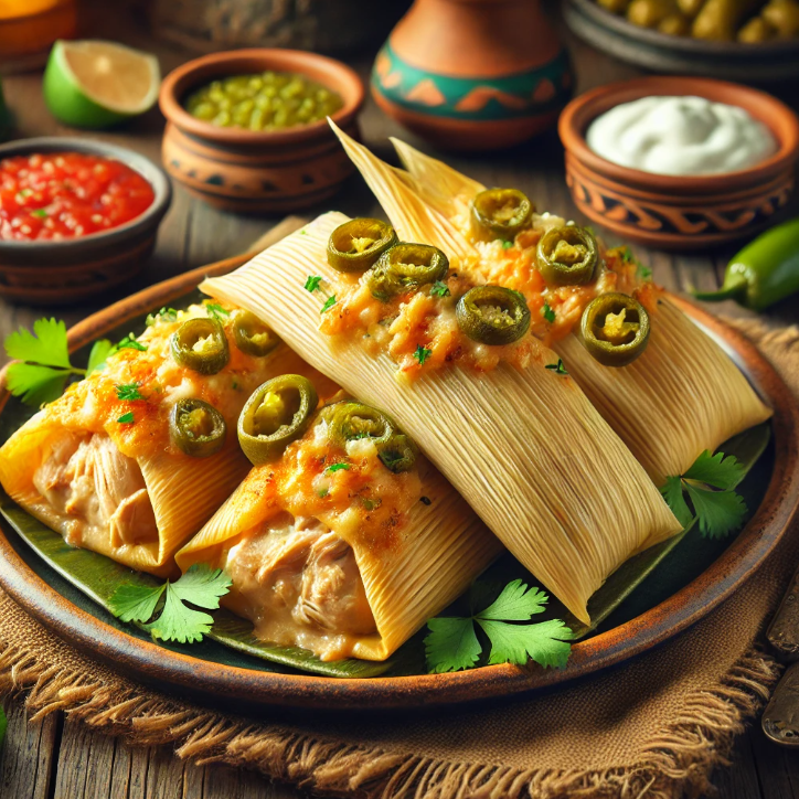 Chicken Cheese and Chili Tamales