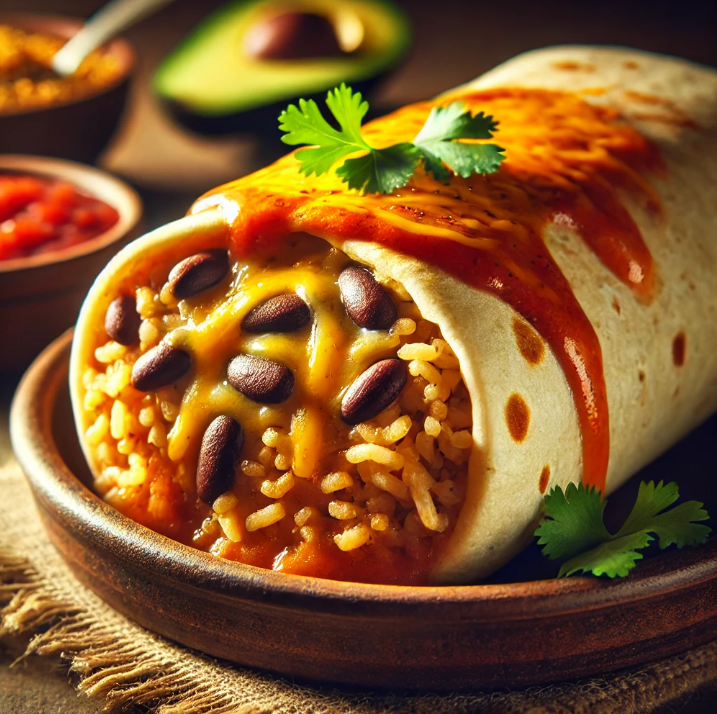 Cheesy Bean and Rice Burrito